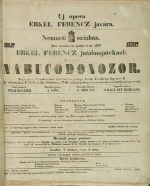 Nabucodonozor. Sznlap. Nemzeti Sznhz, 1847. janur 2.